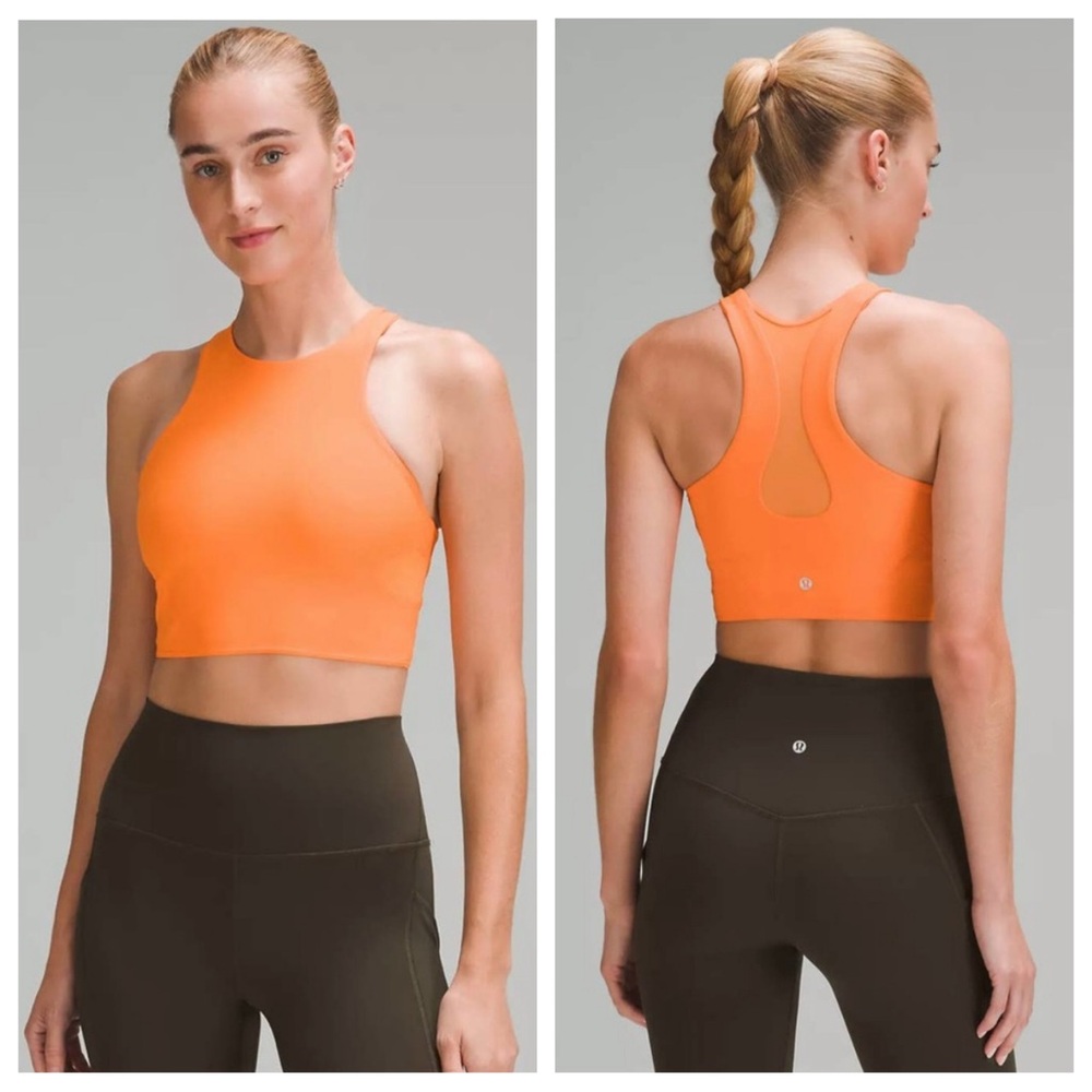 Lululemon Orange Mesh Train Sports Bra Crop Top Sz 6